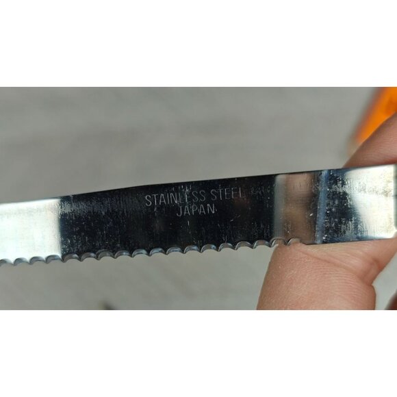 Champion Steak Knife Set of 4 Stainless Steel Blades Wood Handles Japan NEW - Picture 6 of 7